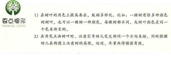幼儿园中班中国画教案设计:彩色的树林(二)